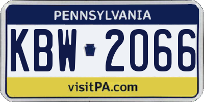 PA license plate KBW2066