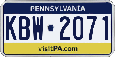 PA license plate KBW2071