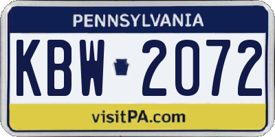 PA license plate KBW2072