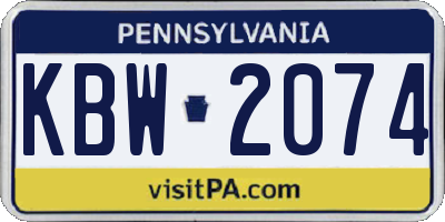 PA license plate KBW2074