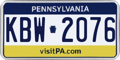 PA license plate KBW2076