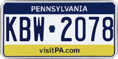 PA license plate KBW2078