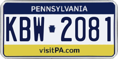 PA license plate KBW2081