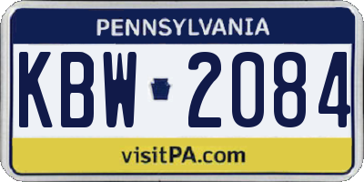 PA license plate KBW2084