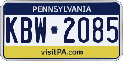 PA license plate KBW2085