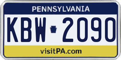 PA license plate KBW2090