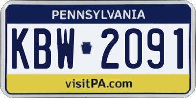 PA license plate KBW2091