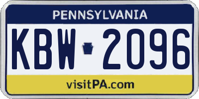 PA license plate KBW2096