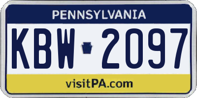 PA license plate KBW2097