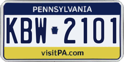 PA license plate KBW2101