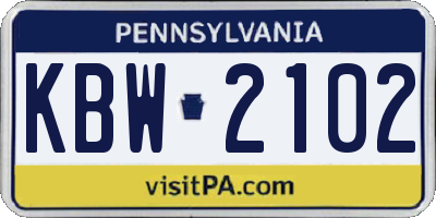 PA license plate KBW2102