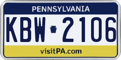 PA license plate KBW2106