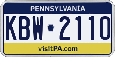 PA license plate KBW2110