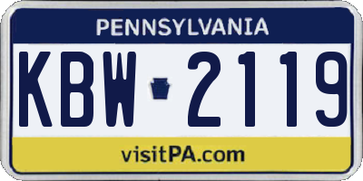 PA license plate KBW2119