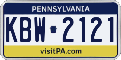 PA license plate KBW2121