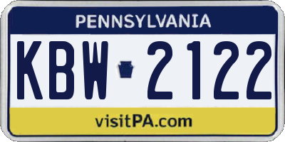 PA license plate KBW2122
