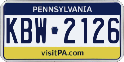PA license plate KBW2126