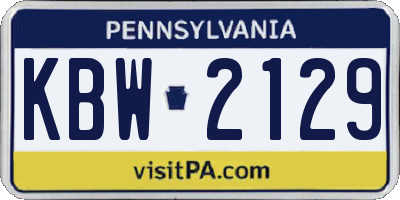 PA license plate KBW2129