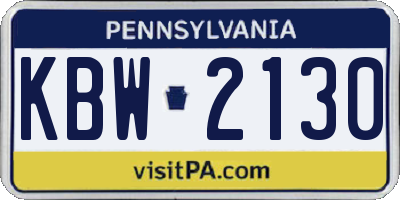 PA license plate KBW2130