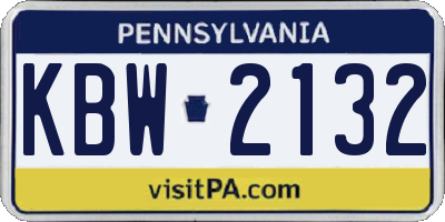 PA license plate KBW2132