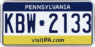 PA license plate KBW2133