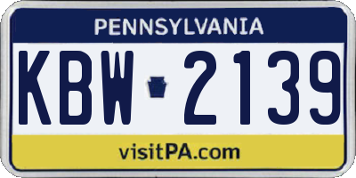 PA license plate KBW2139
