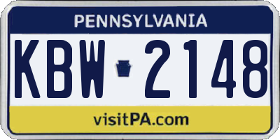 PA license plate KBW2148