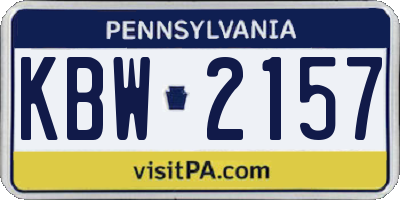 PA license plate KBW2157