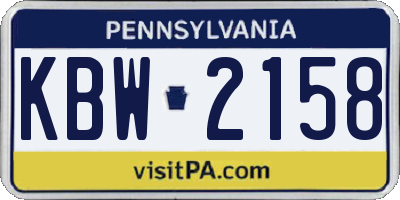 PA license plate KBW2158
