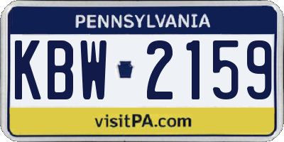 PA license plate KBW2159