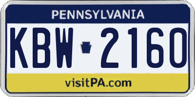 PA license plate KBW2160