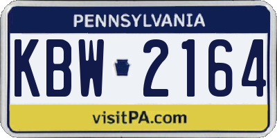 PA license plate KBW2164
