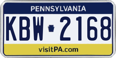 PA license plate KBW2168