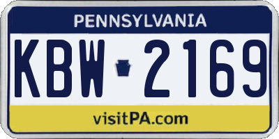 PA license plate KBW2169