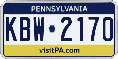 PA license plate KBW2170
