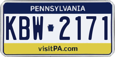 PA license plate KBW2171