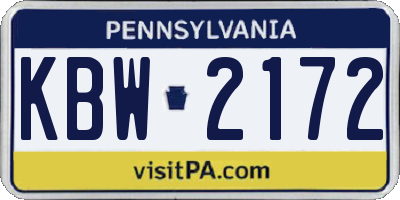 PA license plate KBW2172