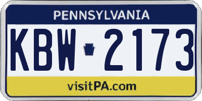 PA license plate KBW2173