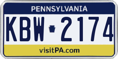 PA license plate KBW2174