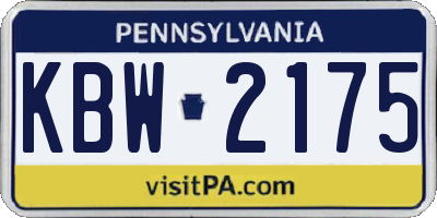 PA license plate KBW2175