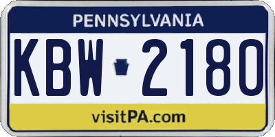 PA license plate KBW2180