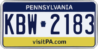 PA license plate KBW2183