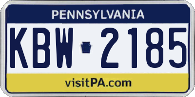 PA license plate KBW2185