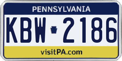 PA license plate KBW2186