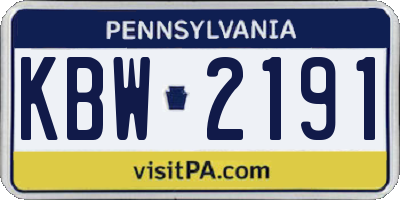 PA license plate KBW2191