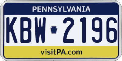 PA license plate KBW2196