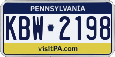 PA license plate KBW2198
