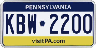 PA license plate KBW2200