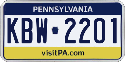 PA license plate KBW2201