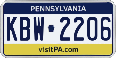PA license plate KBW2206